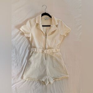 Sadie and Sage Women’s Soft Butter Yellow Cream Utilitarian Romper Size Small